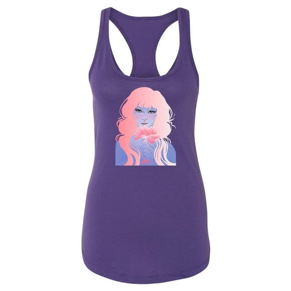 Beautiful Girl With Flowers Tank Women -Image by Shutterstock, Female Large