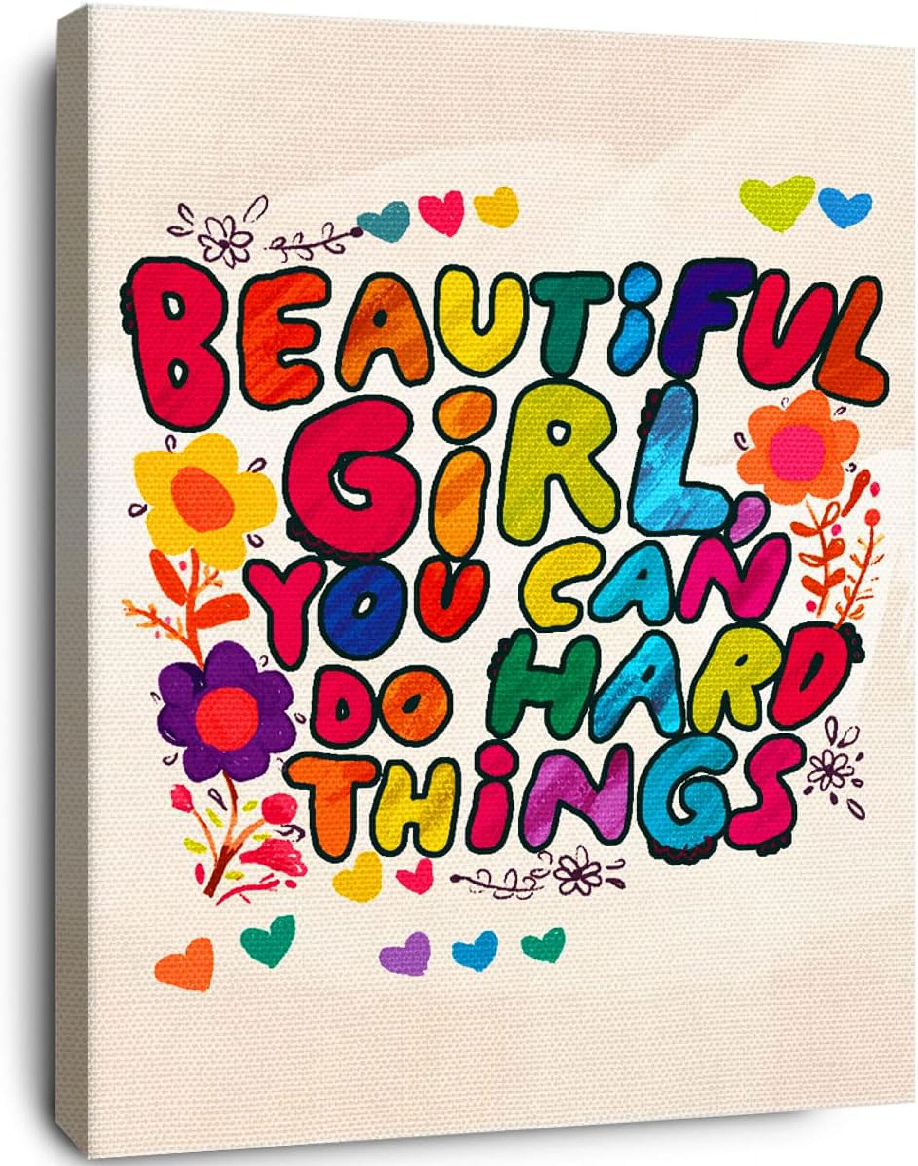Beautiful Girl You Can Do Hard Things Inspirational Quote Unframed ...