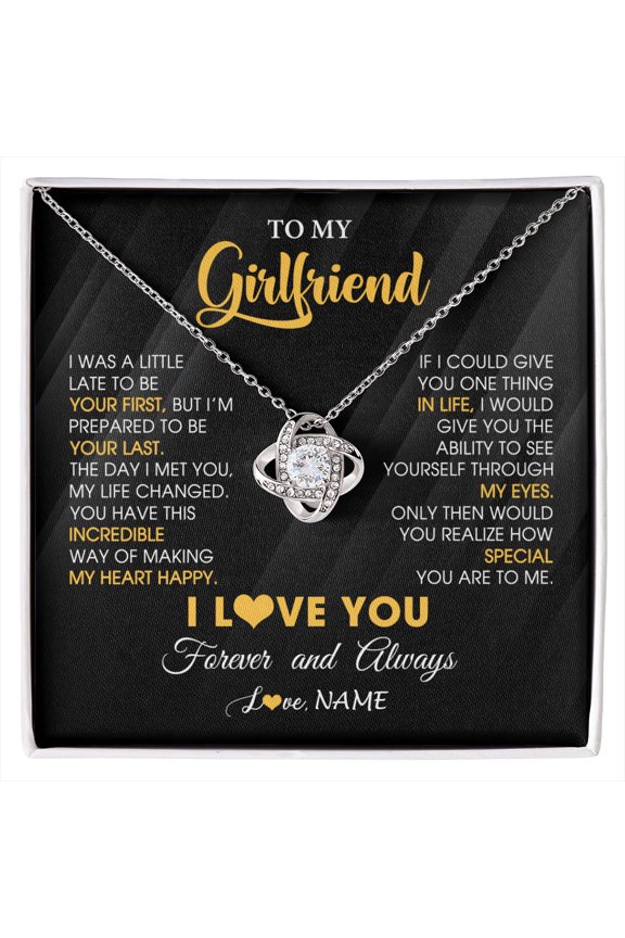 Beautiful Girlfriend Forever Love Necklace, White Love Knot Necklace