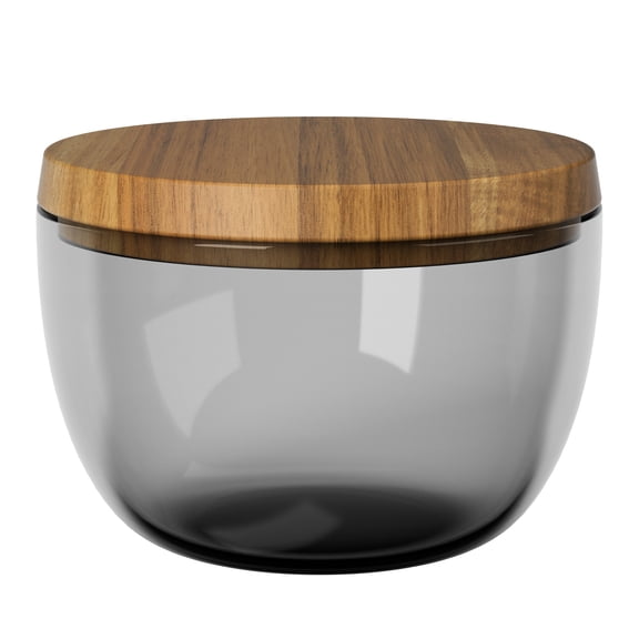 Beautiful Glass Salt Cellar with Acacia Wood Lid by Drew Barrymore