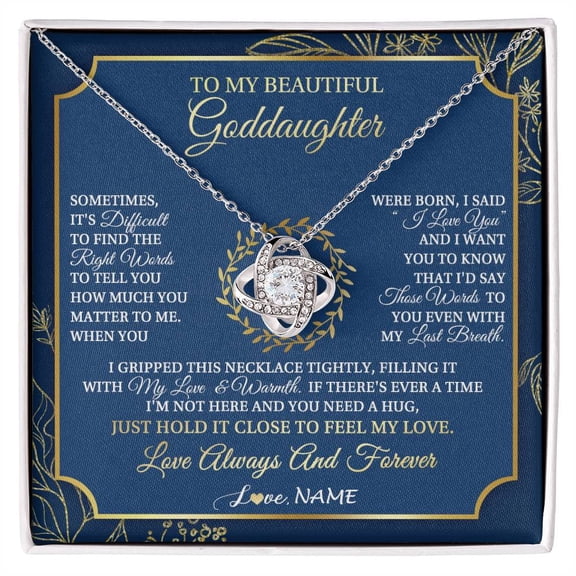 Beautiful Goddaughter I Gripped This Necklace, White Love Knot Necklace
