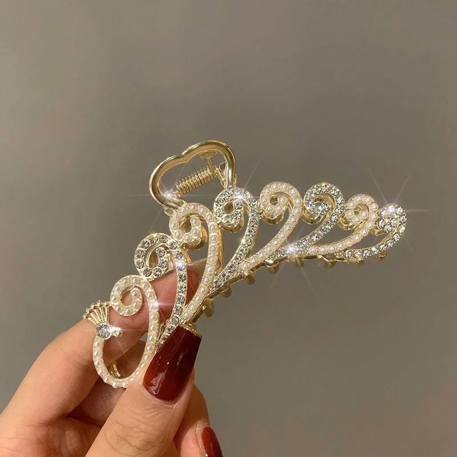 Golden Tone Peacock Hair Clip with Rhinestones Peacock Colorful Rhinestone Rose Gold Tone Womens Girls Hair  main image 4