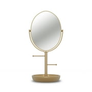 Beautiful Gold Vanity Mirror w/ Storage, Floral Design by Drew Barrymore   1X Magnification, Space-Saving, Vintage-Inspired