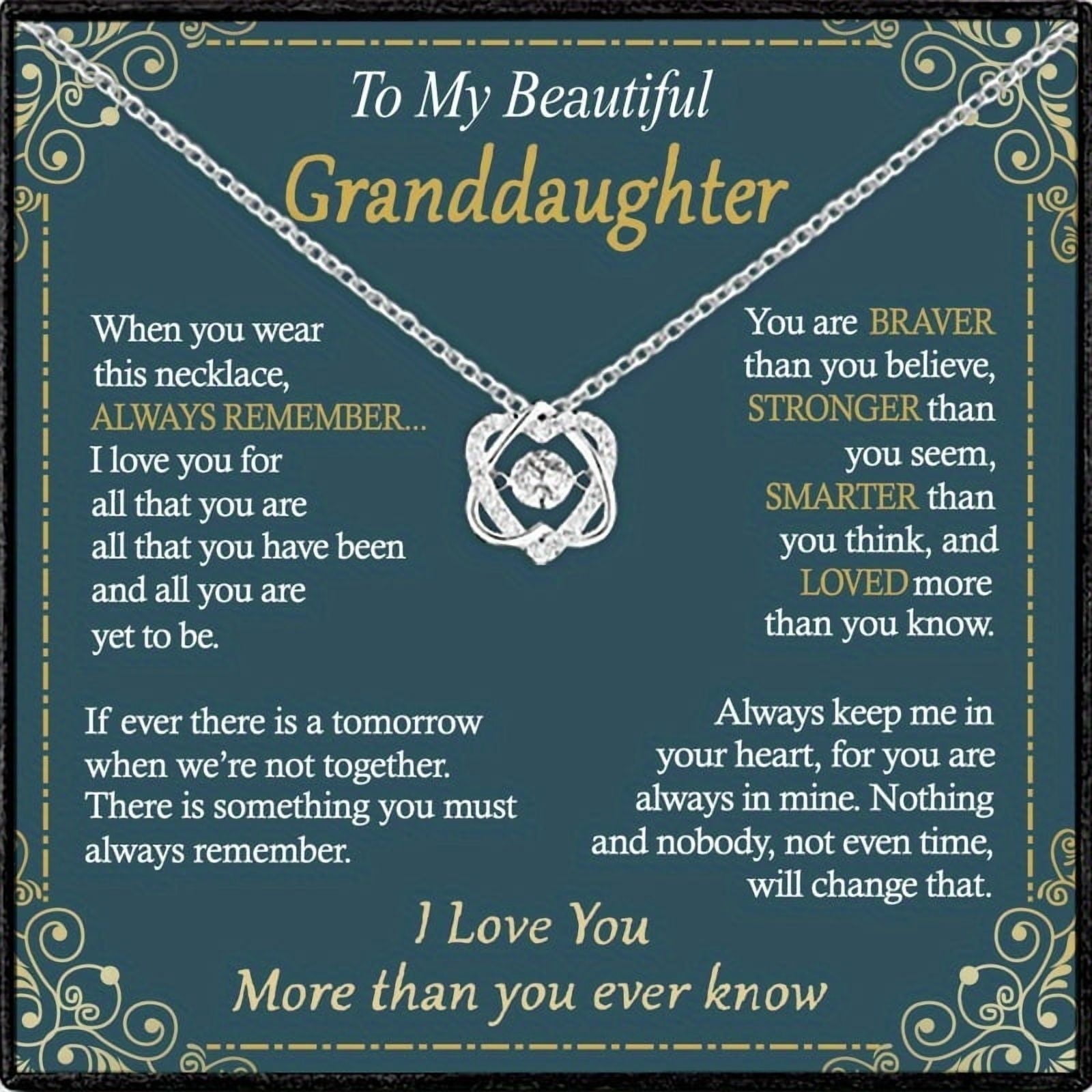 To My Beautiful Granddaughter Necklace, Granddaughter Gift, Granddaughter Jewelry, Granddaughter Birthday Graduation Christmas Gifts, With Card &Box Gift