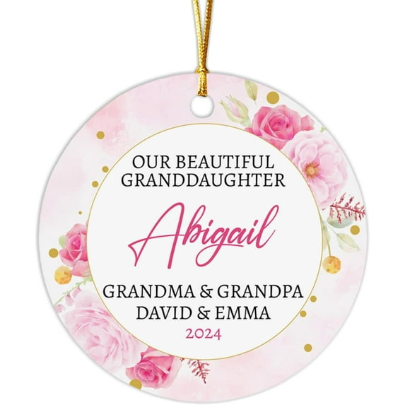 Our Beautiful Granddaughter Ornament 2025, Customized Flowers Granddaughter Ornament Gift for Grandma & Grandpa, Granddaughter Xmas Tree Decor, Custom Granddaughter Name Christmas Ornaments lSAjCj