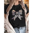 thumbnail image 1 of Beautiful Graphic Tee,Tops Has Leopard Print Bow Design,Round Neck Regular Fit T-shirts, Size(S-5XL), 1 of 5