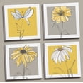 thumbnail image 1 of Beautiful Grey & Yellow Flower Prints, Four 8 by 8-Inch Hand-Stretched Canvases, 1 of 1
