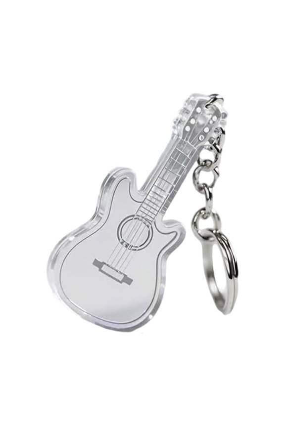 Beautiful Guitar Keychain Charm, Acrylic Guitar - Shaped Keychain, 2D Cute Rose Guitar Key Chain - Music - Inspired Design With Optional Butterfly Decor, Durable Acrylic Material,