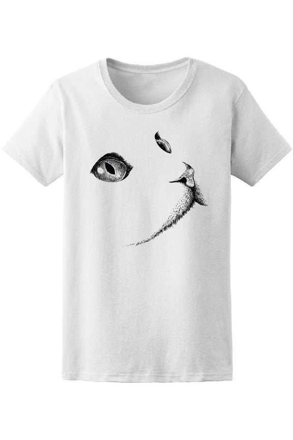 Beautiful Hand Drawn Cat Face T-Shirt Women -Image by Shutterstock, Female Medium