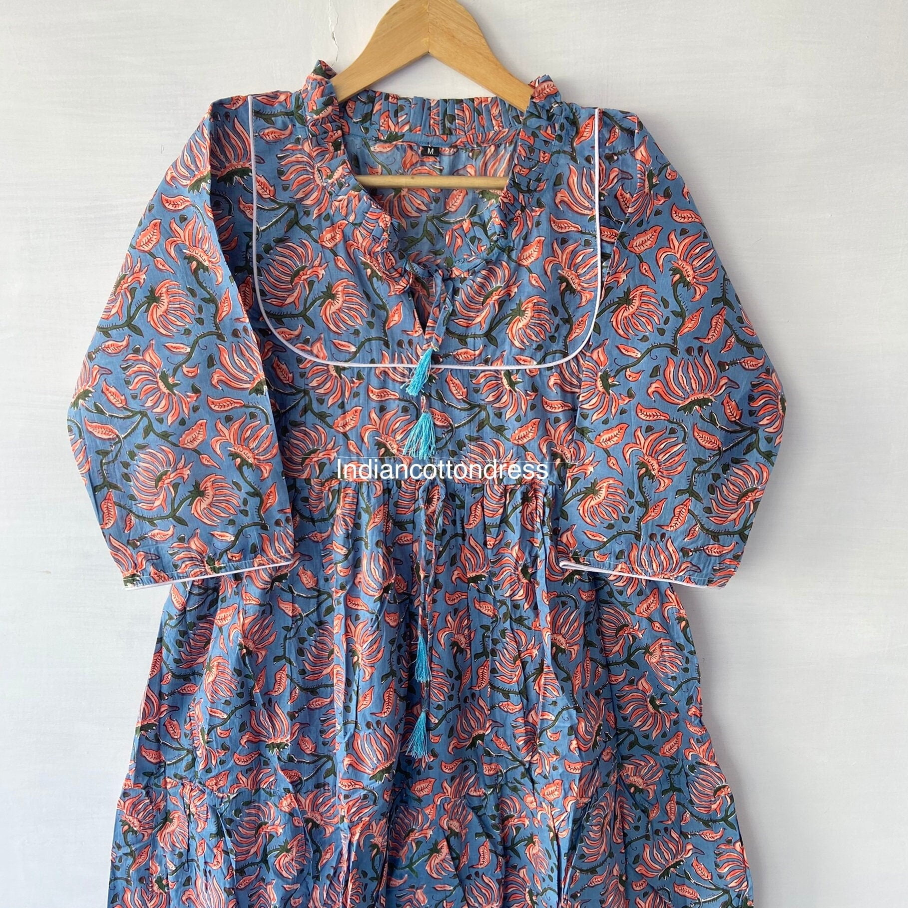 knee length dresses for ladies Floral Printed Long Dress: Modern Indian Gown by Raas USA
