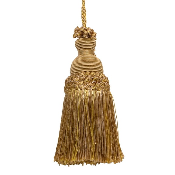 Beautiful Hand-crafted 5" (12.5cm) Key Tassel, 3 1/2" (8.5cm) Loop # IKTJ,, Rustic Gold #4975 (Light Gold, Beige Gold, Yellow Gold) Sold Individually