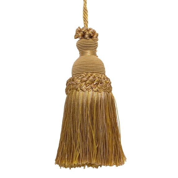 Beautiful Hand-crafted 5" (12.5cm) Key Tassel, 3 1/2" (8.5cm) Loop # IKTJ,, Rustic Gold #4975 (Light Gold, Beige Gold, Yellow Gold) Sold Individually