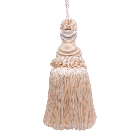 Beautiful Hand-crafted 5" (12.5cm) Key Tassel, 3 1/2" (8.5cm) Loop # IKTJ,, Seashell Ivory #5055 (White Ivory, Off White) Set of 4