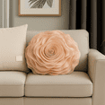 thumbnail image 1 of Beautiful Handmade 3D Rose with Custom Made Fabric Decorative Throw Pillow 16" Round (Peach, Case Only), 1 of 5