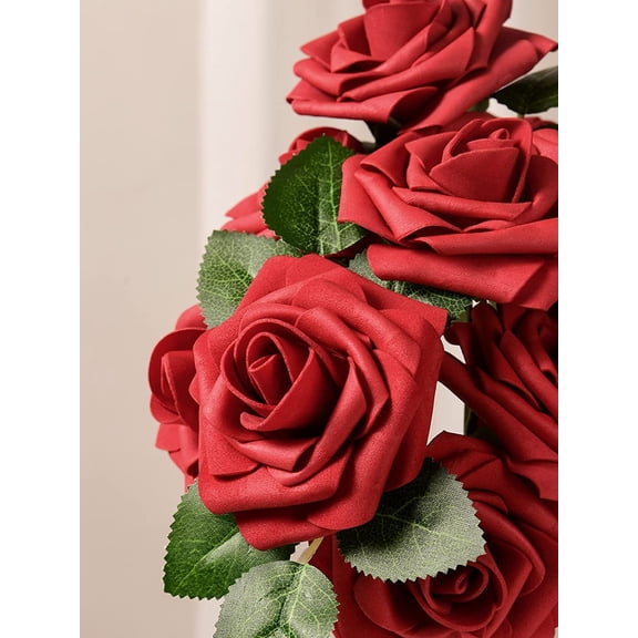 Beautiful Handmade Artificial Roses 25 per Box with 8 Sets of Leaves. Fake Flowers with 3" Head, 8" Wire Stem(15 Blue Shades)
