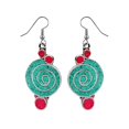 thumbnail image 1 of Beautiful Handmade Compressed Turquoise and Coral Gemstone Inlay Drop Earring for Women Teens 925 Silver Plated Ethnic Gypsy Boho Fashion Party Earring Jewelry, 1 of 6