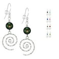 thumbnail image 1 of Beautiful Handmade Hammered Swirl Sterling Silver Beaded Earrings - Iridescent Green Crystal Pearl, 1 of 4