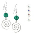 thumbnail image 1 of Beautiful Handmade Hammered Swirl Sterling Silver Beaded Earrings - Teal Glass, 1 of 5