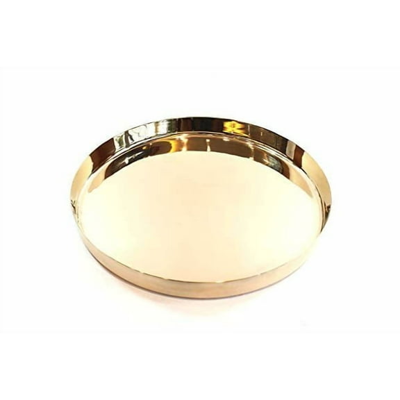 Beautiful Handmade Kansi Plates Bell Bronze Metal Tray Pooja Thali, 800 g (Pack of 1 Thali)