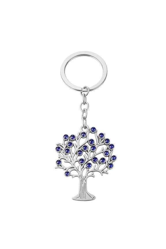 Beautiful Handmade Key Holder Accessory With Symbolic Tree Charm And Eye Catching Rhinestones Highlight