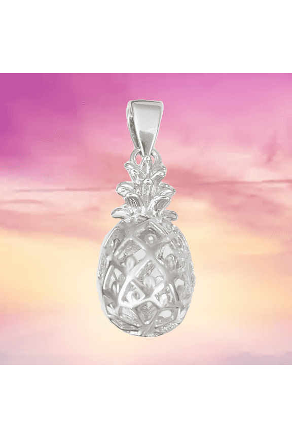 Beautiful Hawaiian 3D Pineapple Necklace, Sterling Silver Pineapple Pendant, N2026 Birthday Valentine Wife Mom Gift, Island Jewelry