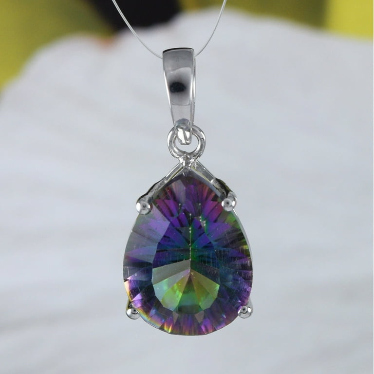 Beautiful Hawaiian Genuine Mystic Topaz Rain Drop Necklace