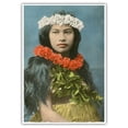 thumbnail image 1 of Beautiful Hawaiian Girl with Flower Leis - Vintage Hawaiian Hand-Colored Postcard - Master Art Print 10in x 14in, 1 of 4