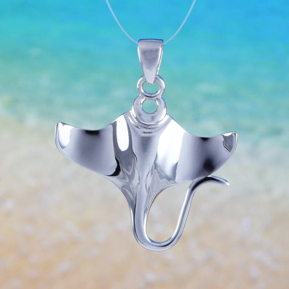 Beautiful Hawaiian Manta Ray Necklace, Sterling Silver Manta Ray Pendant, N6106 Birthday Valentine Wife Mom Gift, Island Jewelry