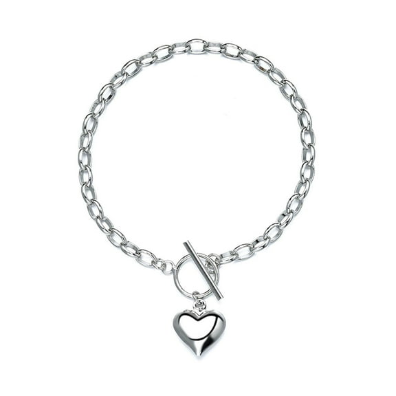 Beautiful Heart Charm Bracelet 925 Silver Women Girls Jewelry-Gift Sterling H9H3