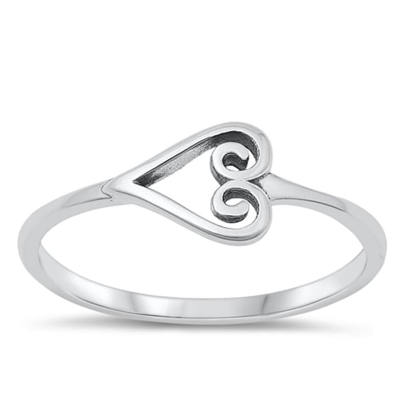 Beautiful Heart Swirl Ring .925 Sterling Silver Band Jewelry Female Male Unisex Size 4