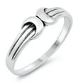 thumbnail image 1 of Beautiful High Polish Double Crescent Moon Belt Ring .925 Sterling Silver Band Jewelry Female Size 8, 1 of 4