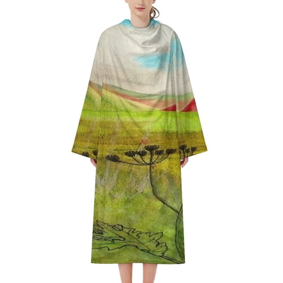 Beautiful Hills And Sky Bathrobe Plush Bathrobe Cozy Unisex Winter Bathrobe Warm Water Absorbent