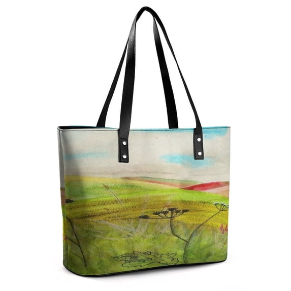 Beautiful Hills And Sky Woman Leather Handbags Large Tote Bag Fashion Portable Handbags With Zipper