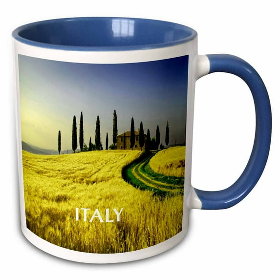 3drose, Beautiful Hills of Tuscany Italy, 11oz Two-tone Blue Mug