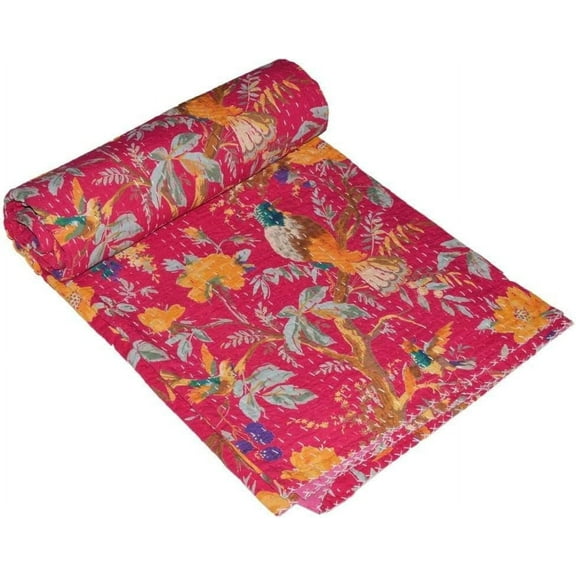 Beautiful Home Décor 100 % cotton Kantha Quilt , Bedspread , Blanket Size ( King - 108" x 108" )