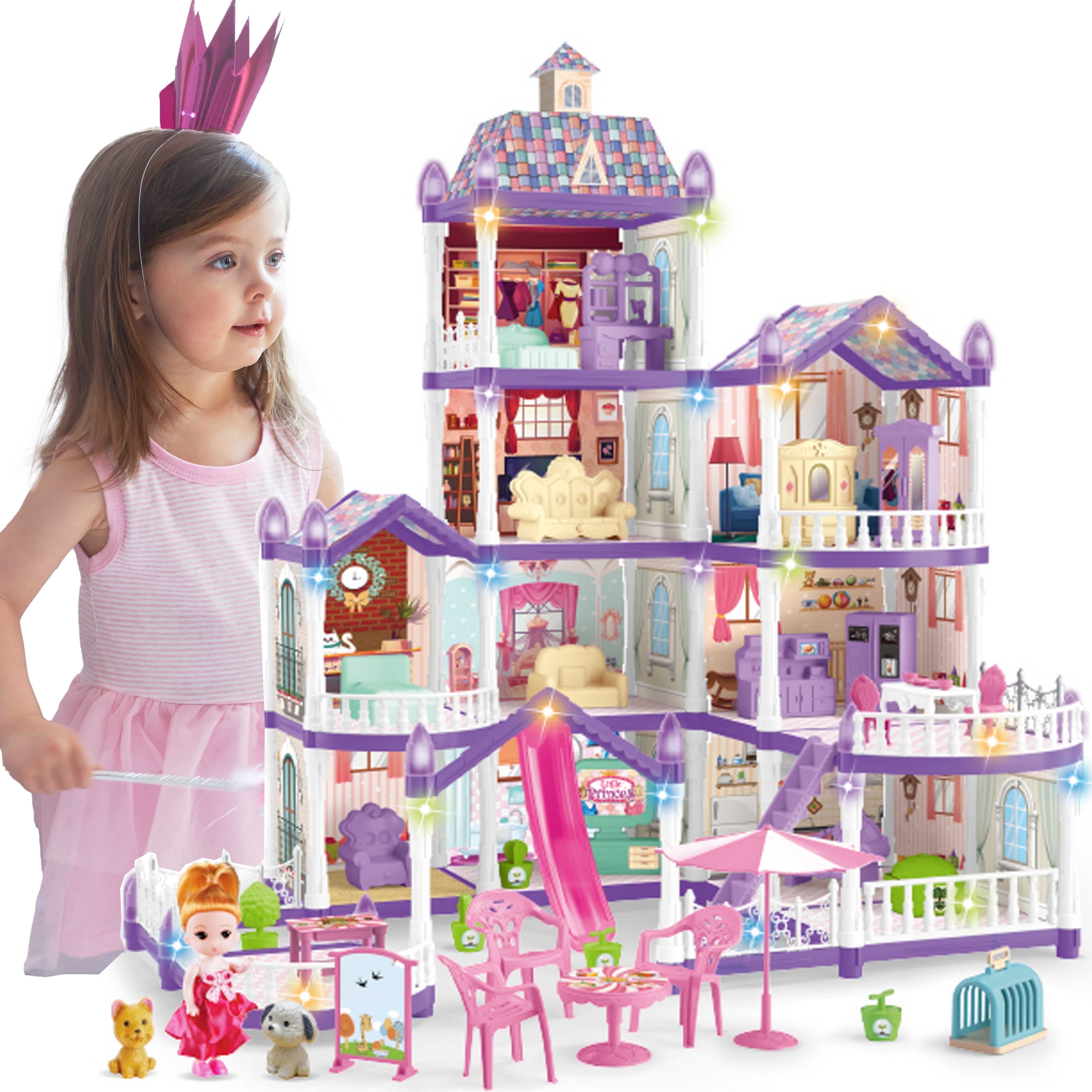 Beefunni Dollhouse Set Toddler Playhouse with Slide Little Dolls and 11 Rooms Creative Toys for Girls 3 6 Years Old Walmart