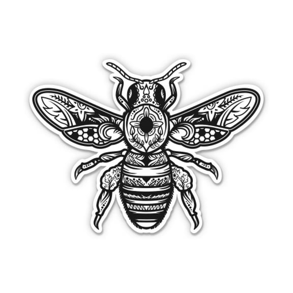 Beautiful Honey Bee Ornamental - 3" Vinyl Sticker - For Car Laptop Water Bottle Phone - Waterproof Decal