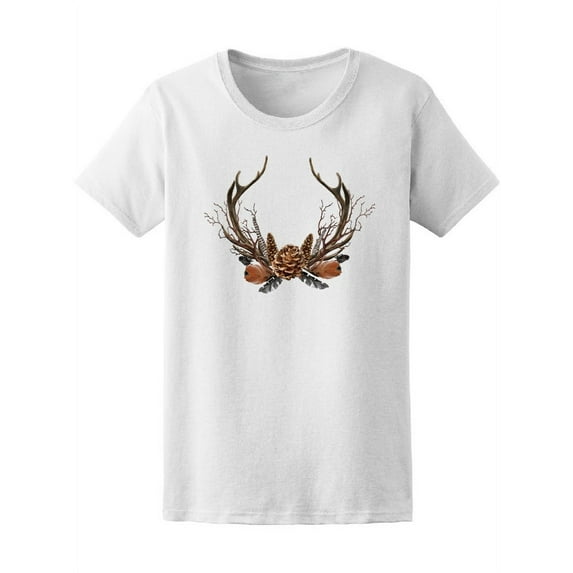 Beautiful Horns Antlers T-Shirt Women -Image by Shutterstock, Female x-Large