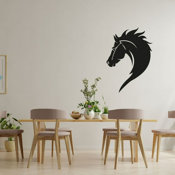 Beautiful Horse Stallion Portrait Silhouette Beautiful Horse Stallion Mare Vinyl Wall Art Wall Sticker Wall Decal Cowboy Cowgirl Farm House Wall Decoration Home Room Décor Design Size (10x6 inch)