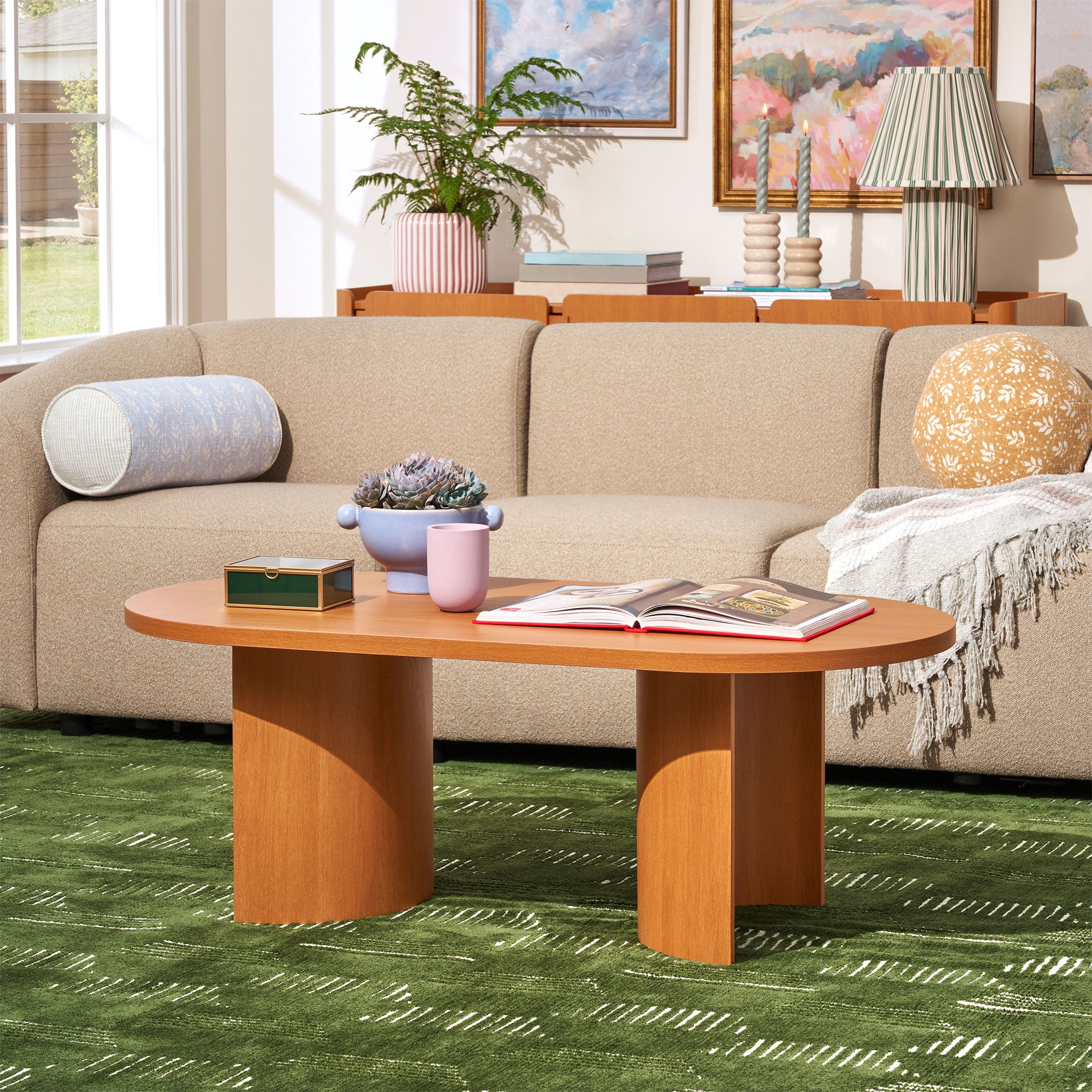 Beautiful Mae Coffee Table by Drew Barrymore, Cherry Finish