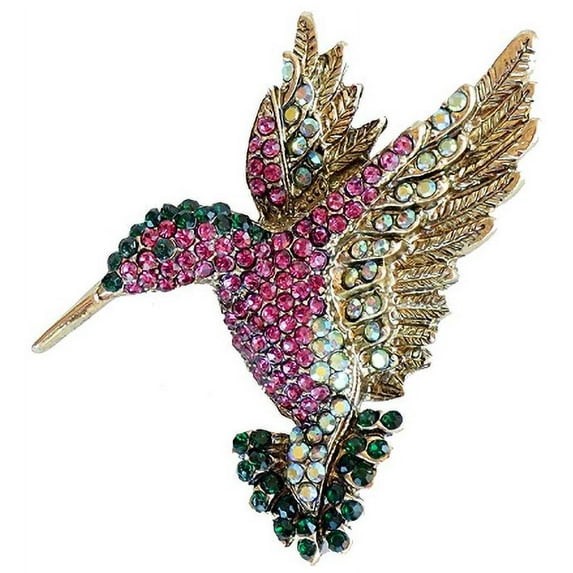 Beautiful Hummingbird Brooch with Rhinestones Idea for Hummer Lovers!