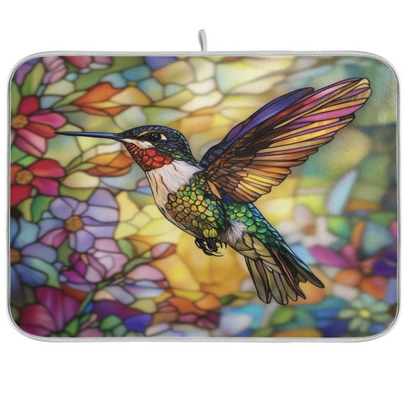 Beautiful Hummingbird Dish Drying Mat Kitchen Mats Microfiber Counter Absorbent Dish Pad Drainer Rack