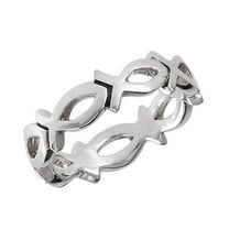 Beautiful Icthus Ring .925 Sterling Silver Christian Fish Band Jewelry Female Male Unisex Size 7