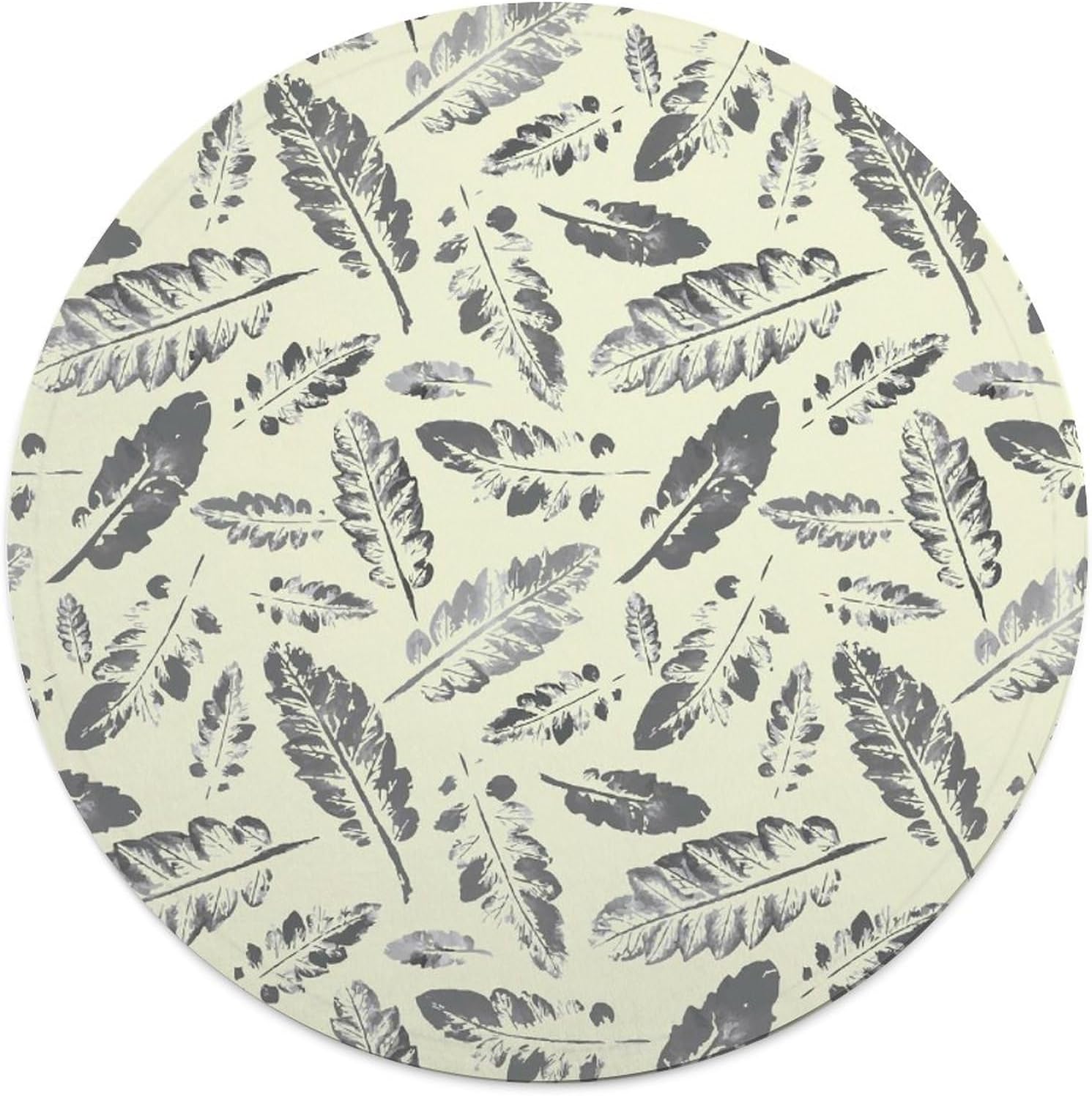Beautiful Imprint Leaves Round Soft Baby Blankets for Boys Girls