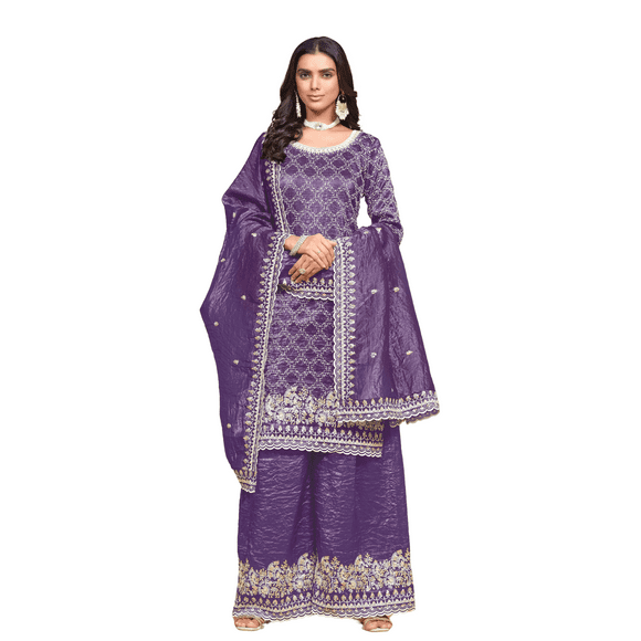 Beautiful Indian Elegant Gold Crush Straight Kurta Afghani Pant with Dupatta Set