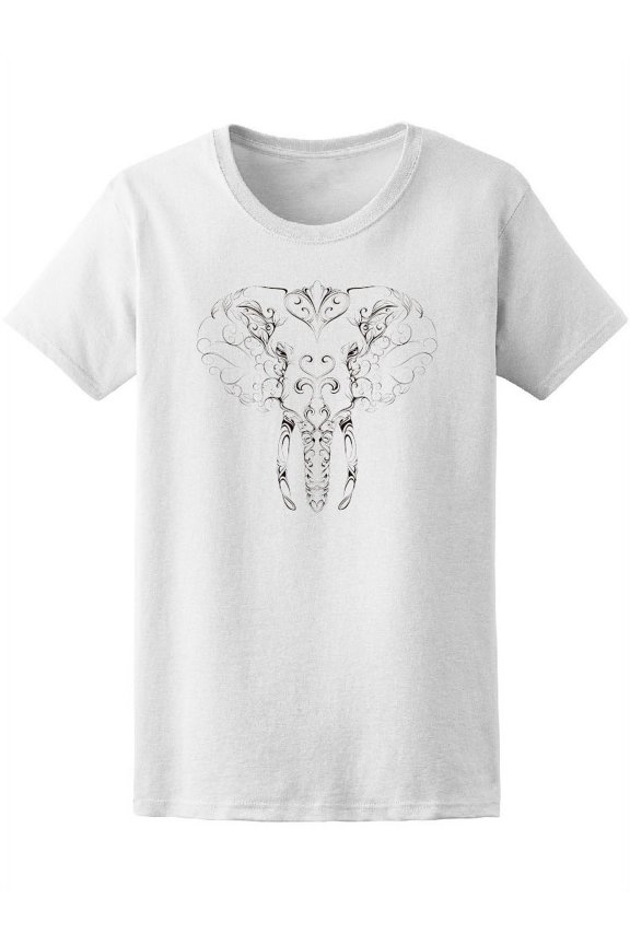 Beautiful Indian Elephant Sketch Tee Women's -Image by Shutterstock