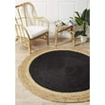 thumbnail image 1 of Beautiful Indian Handmade Braided Inner Black Jute with Natural Jute Border Design Area Rug Size - 9 x 9 Feet Round (274 cm x 274 cm), 1 of 4