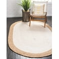 thumbnail image 1 of Beautiful Indian Handmade Braided Inner White Jute with Natural Jute Border Design Area Rug Size - 8 x 11 Feet Oval (244 cm x 335 cm), 1 of 5