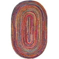 thumbnail image 1 of Beautiful Indian Handmade Braided Red Multi Color Cotton Oval Shape Area Rugs ,Home Decor Cotton Carpet Size 2 x 4 Feet ( 60 cm x 120 cm ), 1 of 5