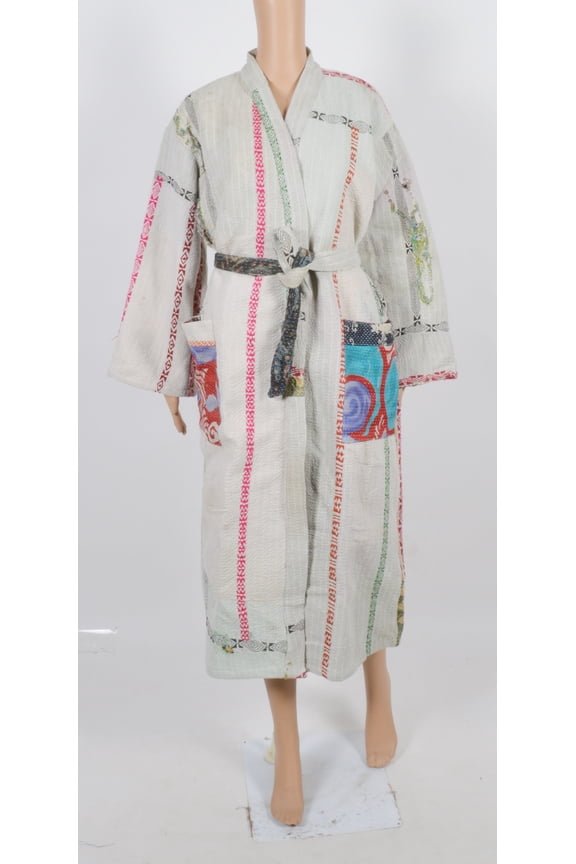 Beautiful Indian Handmade Cotton Kantha kimono~ Assorted Patchwork Print Beach Short Kimono~Gown Ethnic Women Wear Bathrobe ~Jacket~Maxi Dress~gift